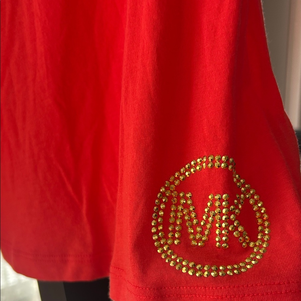 Michael Kors Vibrant Red Tee with Gold Accents